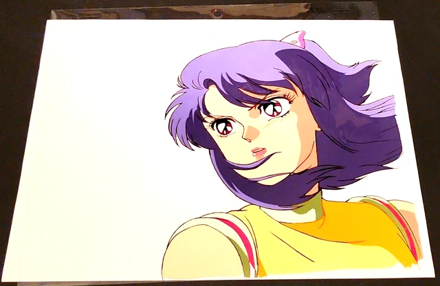 Orig Japanese Anime Cel "Idol Densetsu Eriko" GIRL w/ PURPLE HAIR #423