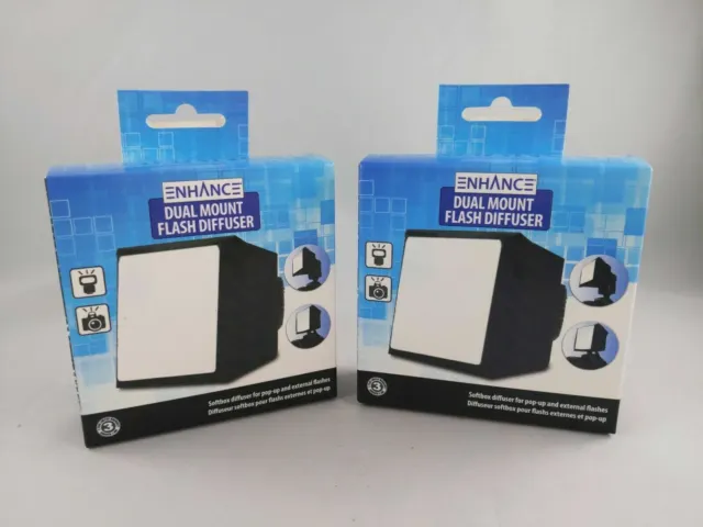 Difusor flash caja blanda de montaje doble ENHANCE, 2 piezas para flashes externos emergentes