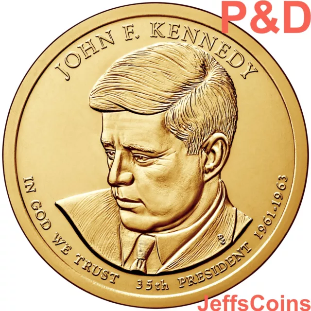 2015 P&D John F Kennedy Presidential Golden Dollar U.S. MINT Roll 2 Coin Set JFK