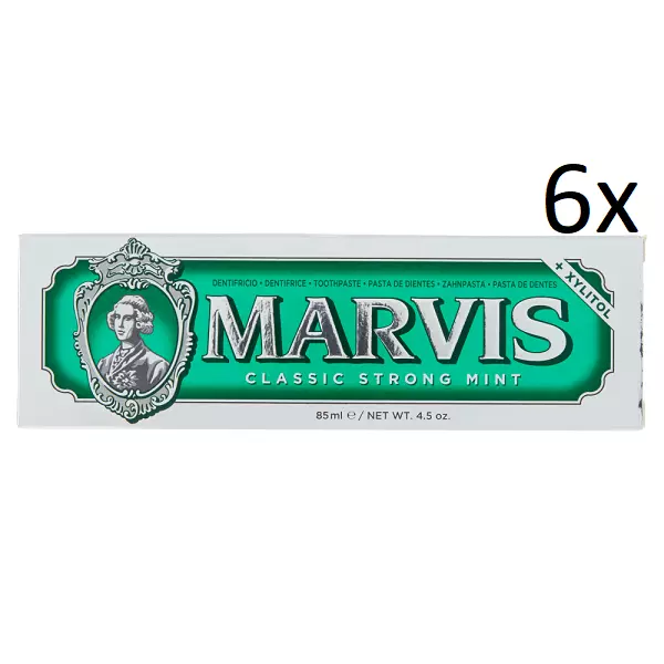 6x Marvis Dentifricio alla Menta Classic Strong Mint Minze Zahnpasta Tube 85ml