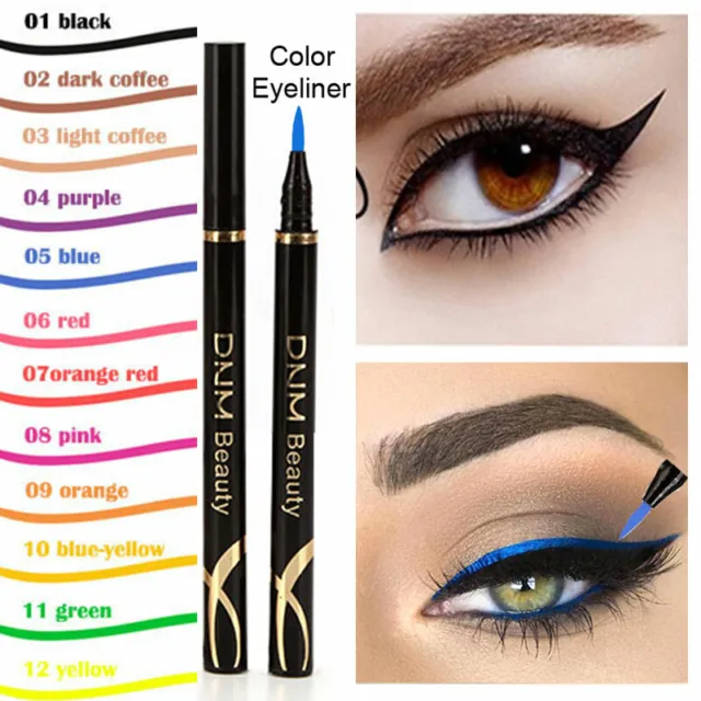 DNM Moda 12 Colores Delineador de Ojos Impermeable Larga Duración Pluma Líquida Maquillaje de Ojos♡ %