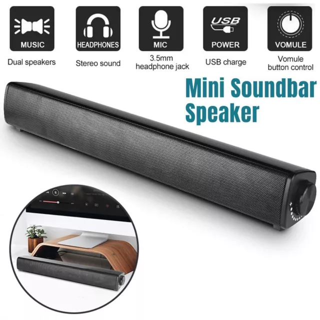 Powerful PC Speakers Portable USB Wired 3D Surround Soundbar Home Speaker Laptop