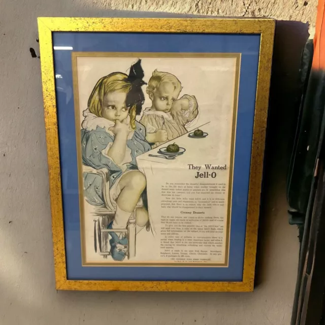 Vintage Jello Advertisement Framed "They Wanted Jell-O"