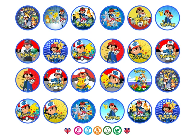 EDIBLE POKEMON Style Pre-Cut Wafer-Card Cupcake Toppers 2.56 - PicClick UK