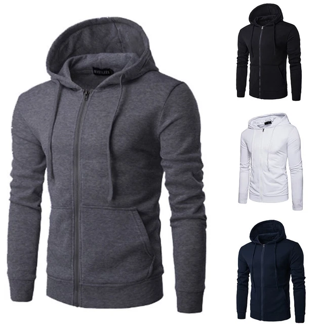 Nuovo Moda Uomo Felpe con Cappuccio Maglia Pullover Morbido Tinta Unita Casual