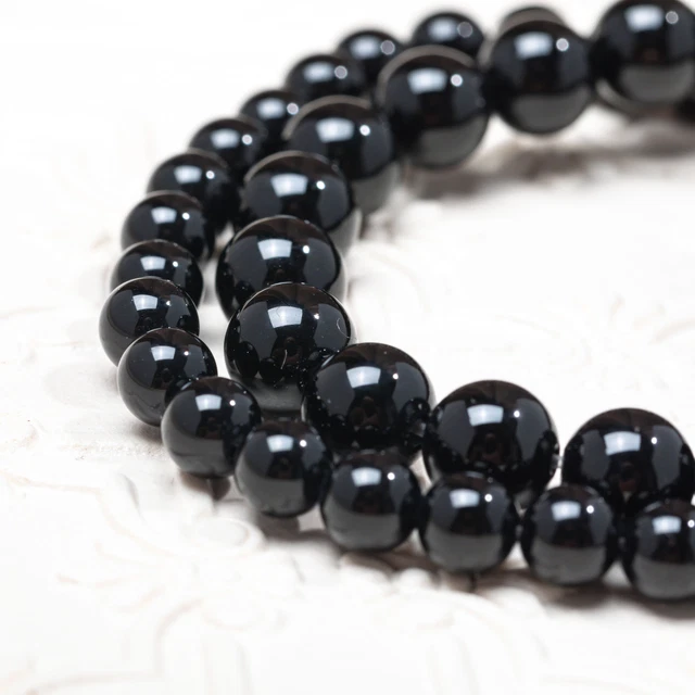 Black Agate Protective stone Natural Gemstone Round Beads Healing Crystal 8mm