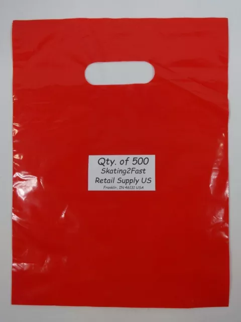 500 Qty. 9 x 12 Red Glossy Low Density Merchandise Bag Retail Shopping Bags