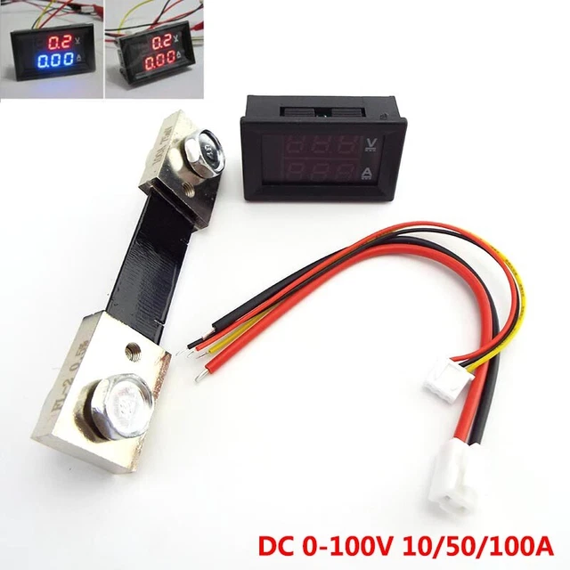 10/50/100A Voltmeter Ammeter LED Dual Digital Volt Amp Meter Test Tester Gauge