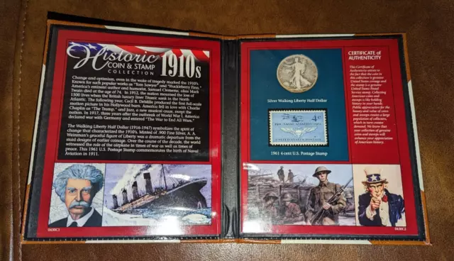 Historic Decades of Coins & Stamps: 1918 Walking Liberty 50c & 4c U.S. Stamp