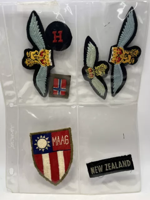 Lot Of 7- WW 2 US Army Air Corp Glider Pilot Wing Patches, New Zealand, MAAG