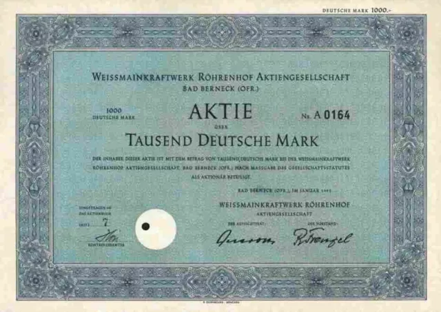 Weissmain Kraftwerk1953 Bad Berneck Bayreuth VIAG E.on Bayern RARE 1000 DM