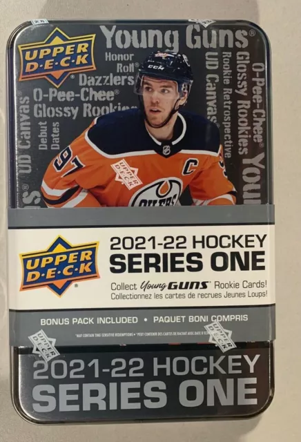 2021/22 Upper Deck Series 1 Hockey Factory Sealed Collectors TIN-YOUNG GUN RCS