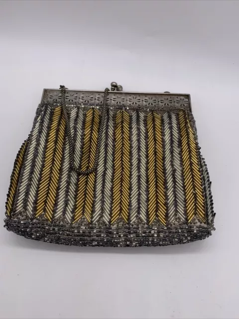 Antique  Beaded Chain Purse GORGEOUS  glass beads Art Nouveau