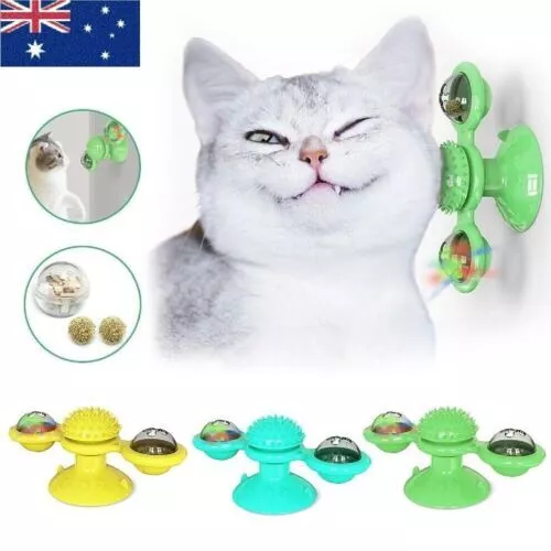 Pet Windmill Cat Dog Toy Kitten Turntable Interactive Puzzle Spinner Hair Brush