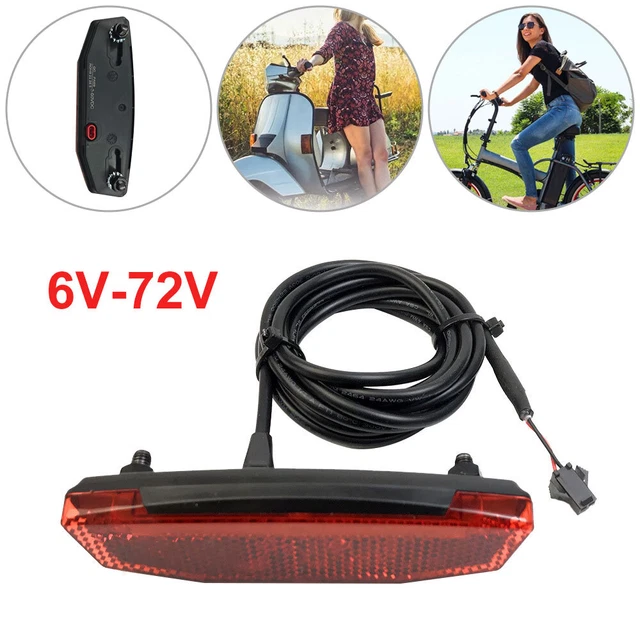 6-72V Ebike Rear Light/Tail Light LED Safety Warning Rear Lamp For E-scooter