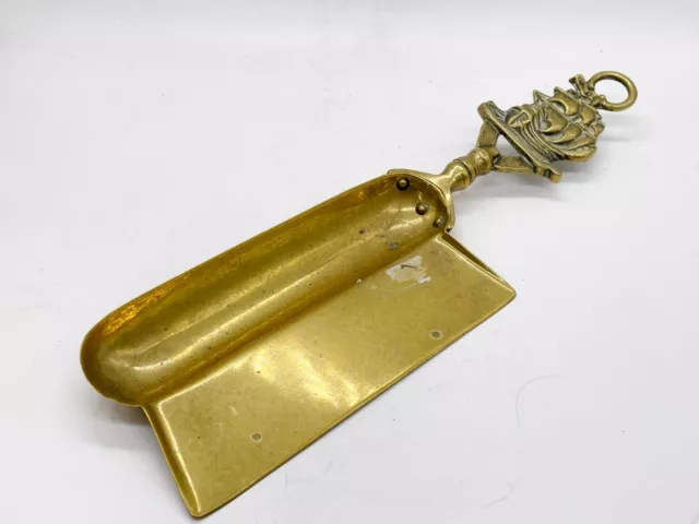 Vintage Brass Ship Galleon Boat Topped Crumb Tray Shovel