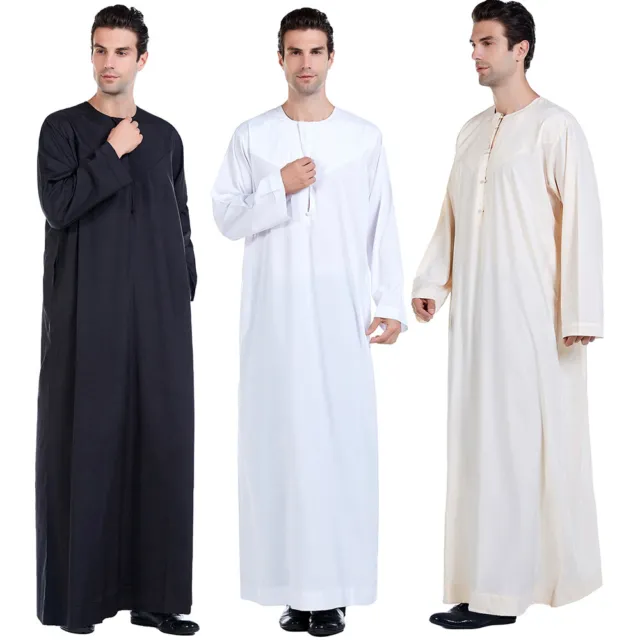 Muslim Men Islamic Robe Clothing Saudi Jubba Thobe Arabic Abaya Arab Kaftan Gown