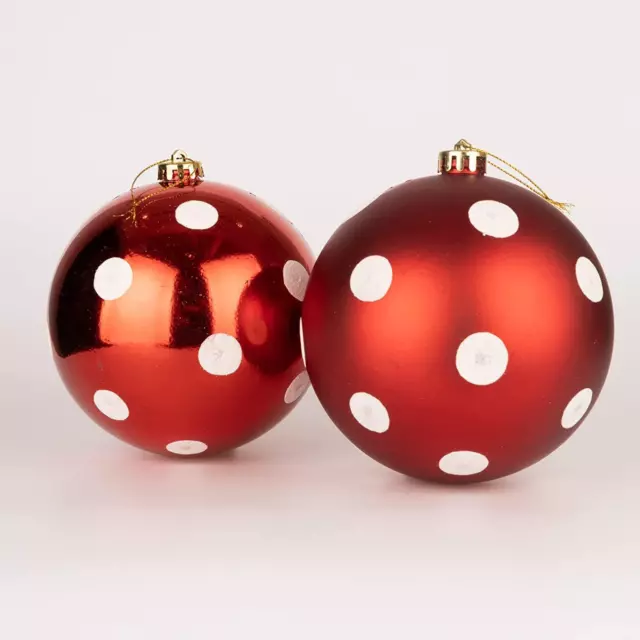 24XChristmas Baubles Tree Ornament Red White Polka Dots Xmas Hanging Decor 50mm