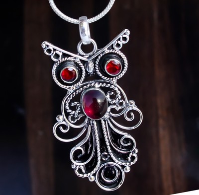 APS Vert Onyx Gemme Grenat 925 Sterling Silver Lune Pendentif Pour Cadeau AP-43 