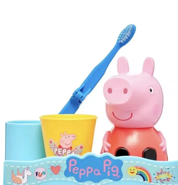 Peppa Pig Travel Toothbrush, Holder & Rinse Cup Great Smile Set~New