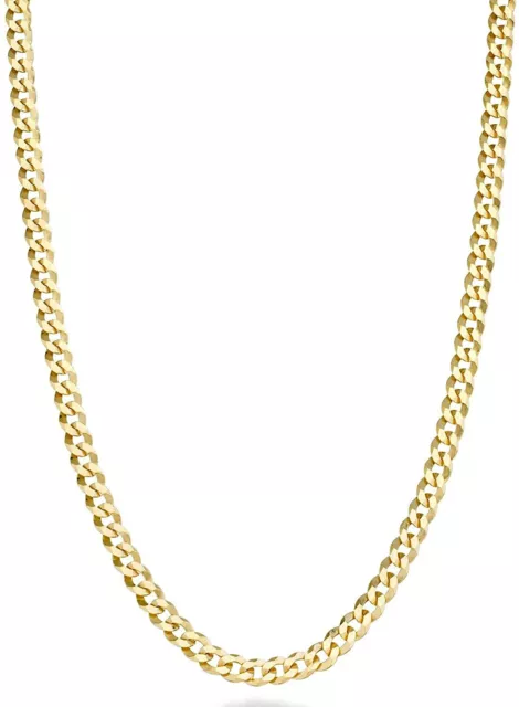 3MM Solid 925 Sterling Silver Italian Gold Curb Cuban Chain Necklace 18"- 24"