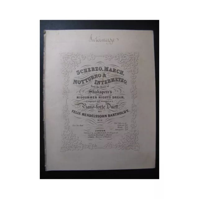 Mendelssohn Intermezzo Skakspere Piano 4 Hand- ca1850 2