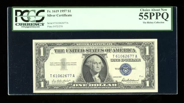 DBR 1957 Silver Fr. 1619 TA Block PCGS 55 PPQ Serial T61062677A