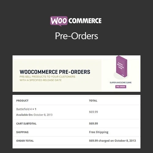 WOOCOMMERCE PRE-ORDERS plugin Cust can order products before they're available.
