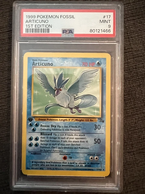 1999 Pokemon TCG Fossil Set 1st Edition Articuno #17/62 PSA 9 Mint