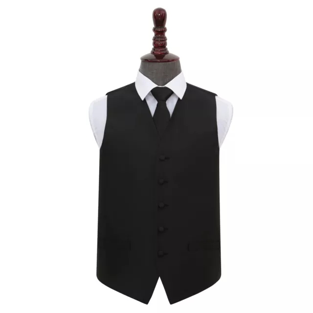Cappotto da sposa e cravatta DQT tessuto semplice a scacchi solidi neri da uomo