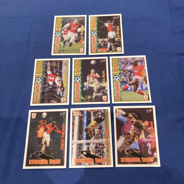 Futera Arsenal FC 1997- x8 carte senza dupes Wright, Seaman, Merson ecc.
