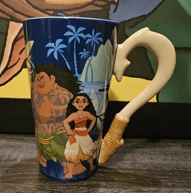 DISNEY STORE MOANA Large Tall Ceramic Mug Cup With Maui Fish Hook Handle  £19.95 - PicClick UK