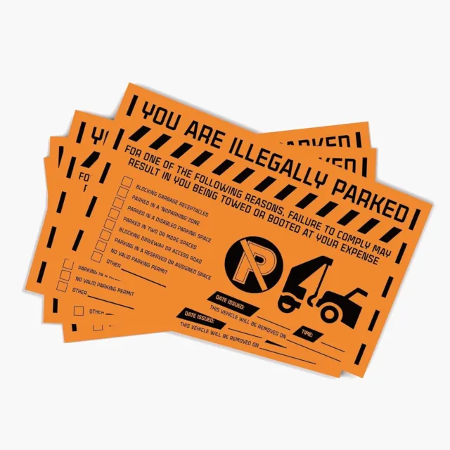 MESS Illegal Parking Violation Stickers - 100/Pack - Orange - 8x5 in