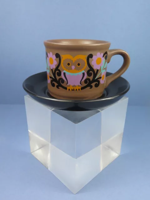 Vintage Retro 1970's Sadler Owl Folk Art Coffee Cup & Saucer