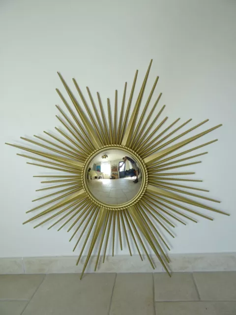 ancien miroir soleil CHATY VALLAURIS bombe sorciere old mirror sunburst 50