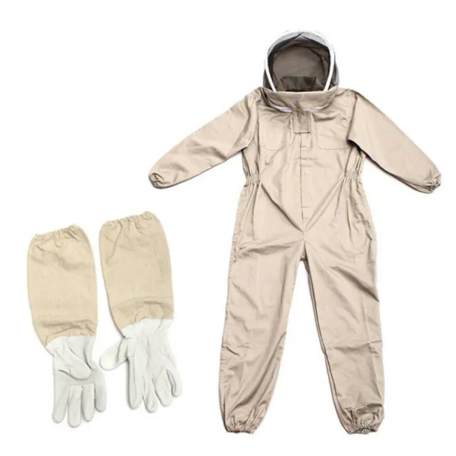 Professional Ventilated Full Body Beekeeping Bee Keeping Suit Leather Glove hat