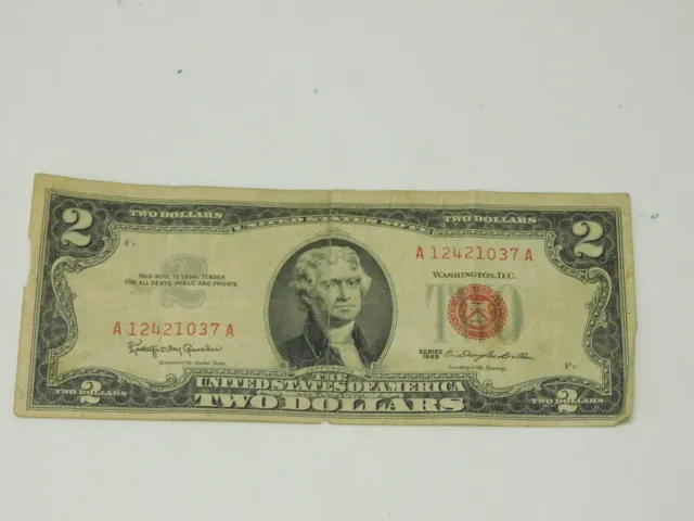 1963 A F3 Star Note $2 Two Dollar Us Red Seal Jefferson Bill Us Currency