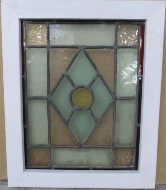 OLD ENGLISH LEADED STAINED GLASS WINDOW Simple Diamond 13.5" x 16.5"