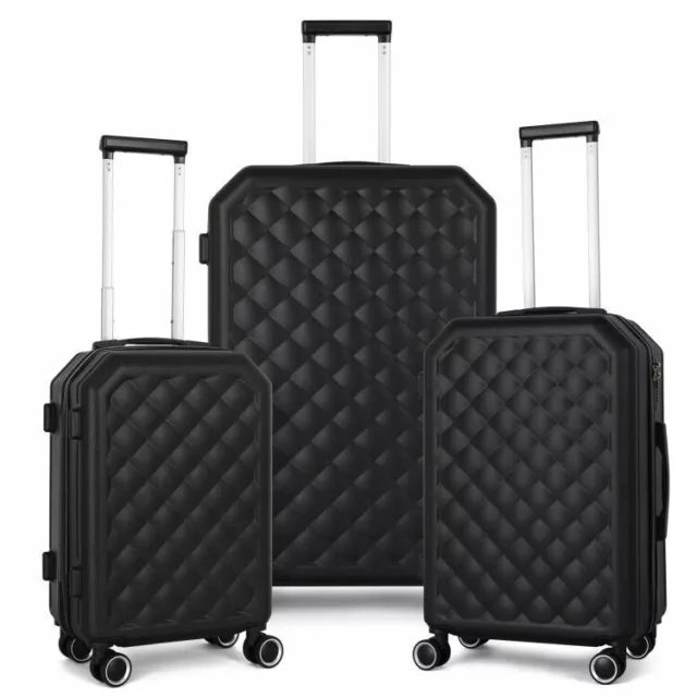 Black Luggage 3Piece Set Suitcase Spinner Hardshell Lightweight Spinner TSA Lock 2