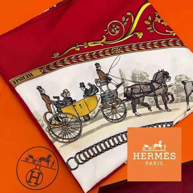 Hermes-Schal Carre 90 Vintage Red 100 % Seide mit der Aufschrift LA...