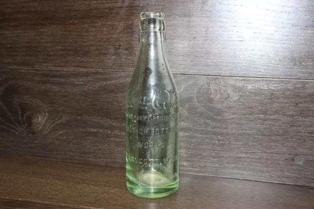 Nice Aqua Straight Side Script Coca-Cola Bottle From Mabscott W. Va No Cracks