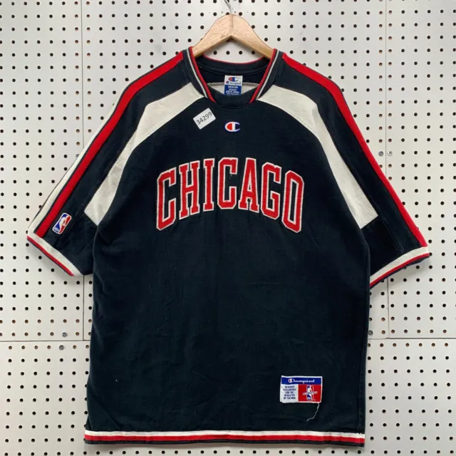 Vintage 90s Chicago Bulls Champion Shirt Mens Medium Shooting Black NBA 22X29