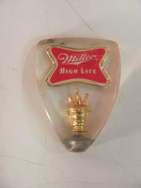 Miller Beer Tap Knob Handle MILLER HIGH LIFE Lucite Acrylic 1960s