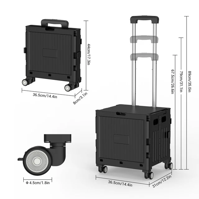 Faltbarer Einkaufswagen Mit Treppensteigfunktion – 6 Räder, 50 Kg Belastbar, Wasserdicht, Größe 41x26x98 Cm