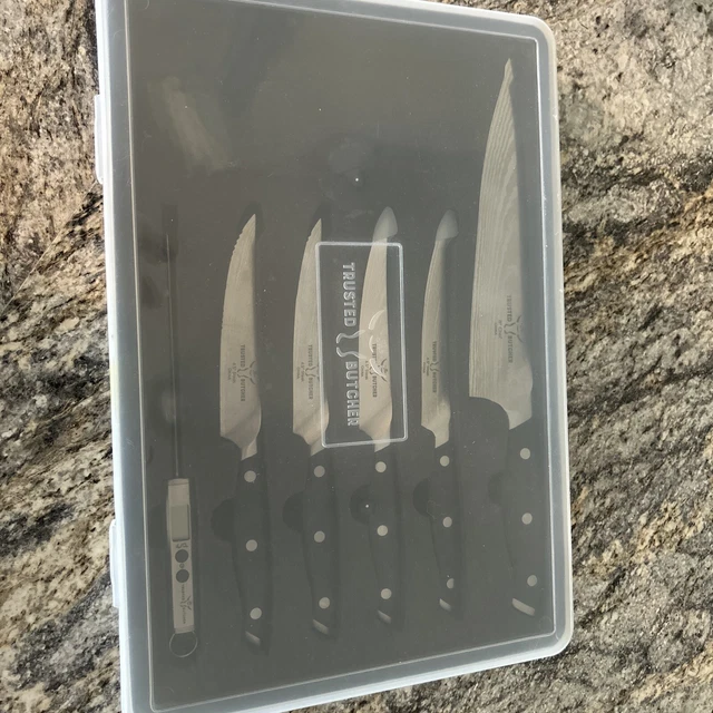 NEW Trusted Butcher 10pc Kitchen Knife Set Knives +Thermometer with Storage Case