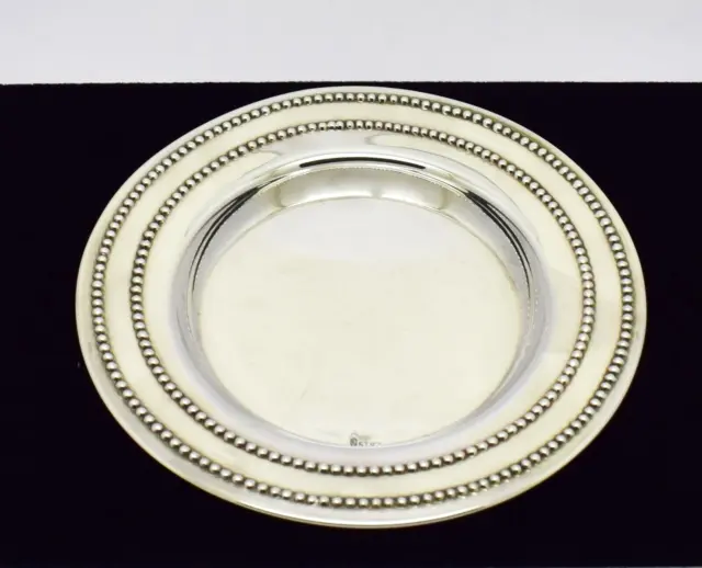 ELEGANT 52g SOLID STERLING SILVER COASTER DISH BEADED BORDERS - GREAT GIFT!