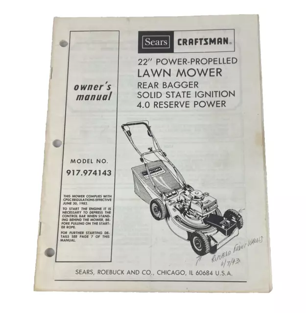 Craftsman lawn mower model 917 manual deals