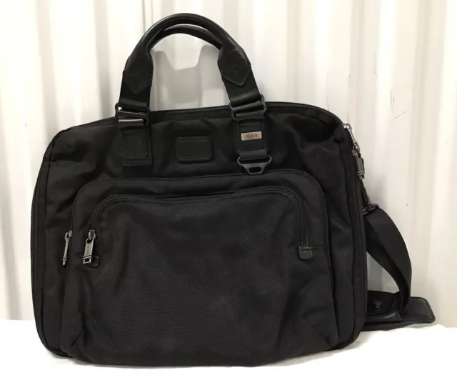 TUMI alpha bravo Nylon Leather Trim  Briefcase Laptop Bag Black 16”x12”