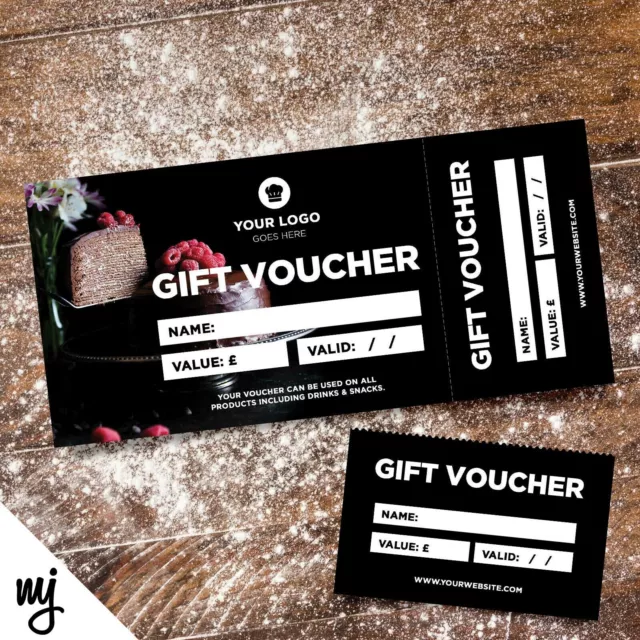Custom Printed Gift Vouchers | Perforated | Bakery Cake Bread Shop Food Cafe 05