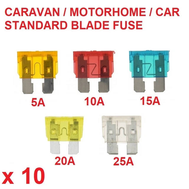 CARAVAN/MOTORHOME BLADE FUSES Multi Pack Spare Fuse 5A 10A 15A 20A 25A